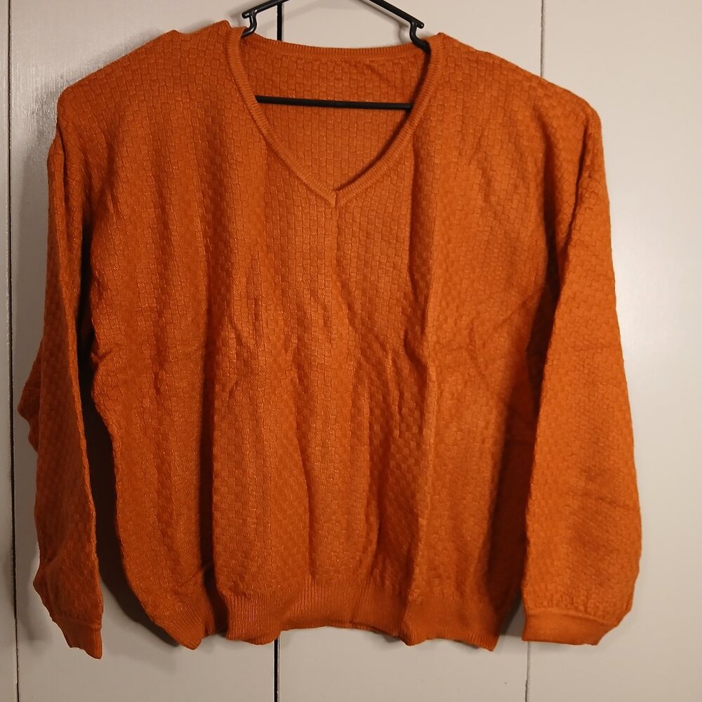 Women's Orange 2XL V-Neck Sweater (0650N2)